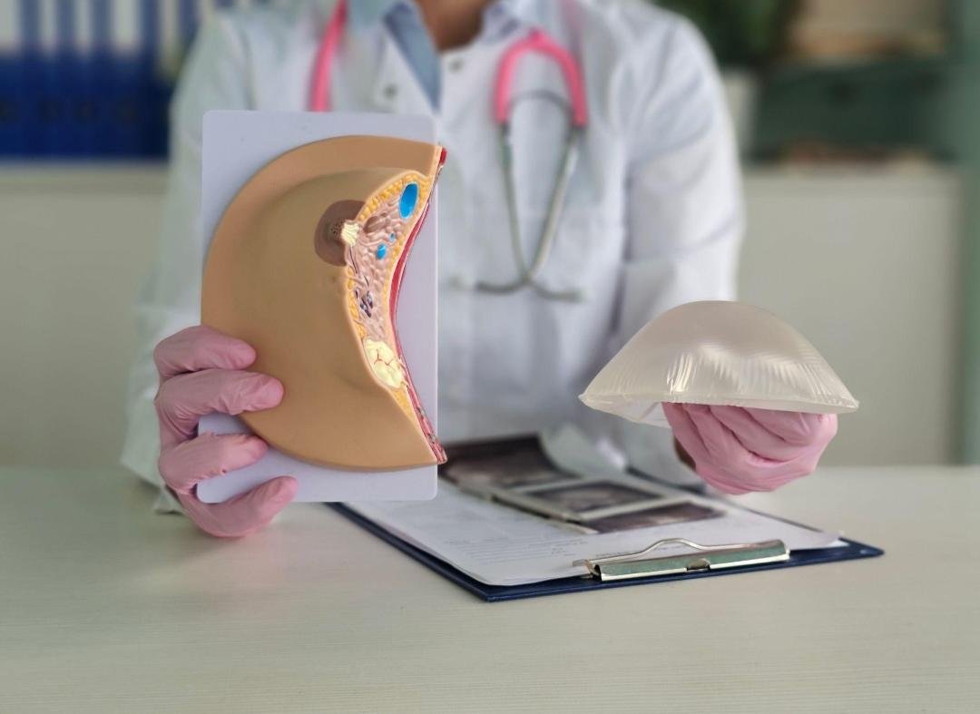 Editorial image representing breast augmentation
